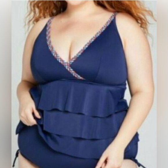 Cacique Tiered Front No Wire Tankini Top - Picture 1 of 8